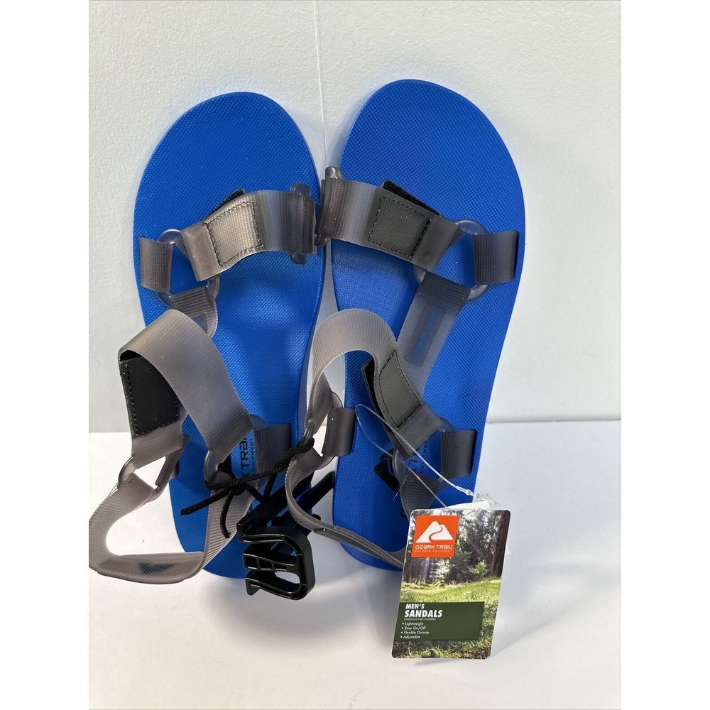 Ozark Trail Men's Size 12 Royal Blue Waterproof Adjustable Jelly Strap‎ Sandals